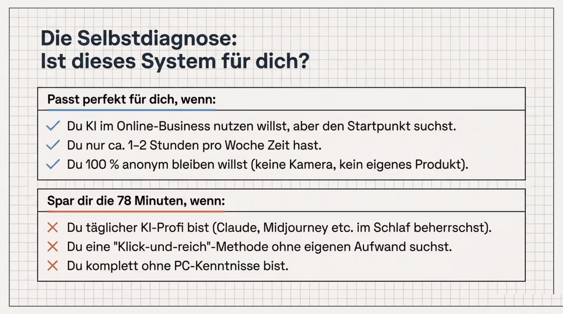 Slide 11: Die Selbstdiagnose: ist dieses System für dich?